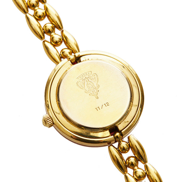 グッチ チェンジベゼル メッキ 腕時計 レディース GUCCI クオーツ ホワイト文字盤 【中古】