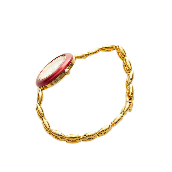 グッチ チェンジベゼル メッキ 腕時計 レディース GUCCI クオーツ ホワイト文字盤 【中古】