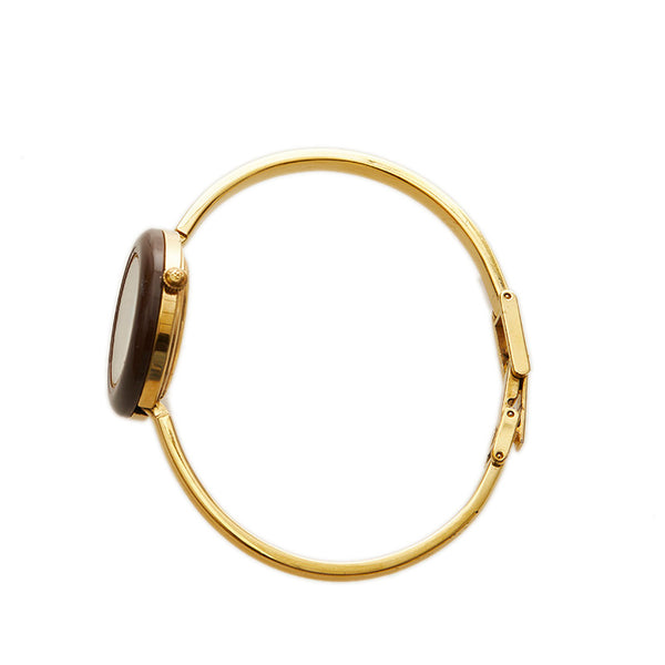 グッチ チェンジベゼル メッキ 腕時計 レディース GUCCI クオーツ ホワイト文字盤 【中古】