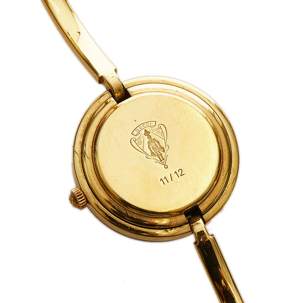 グッチ チェンジベゼル メッキ 腕時計 レディース GUCCI クオーツ ホワイト文字盤 【中古】