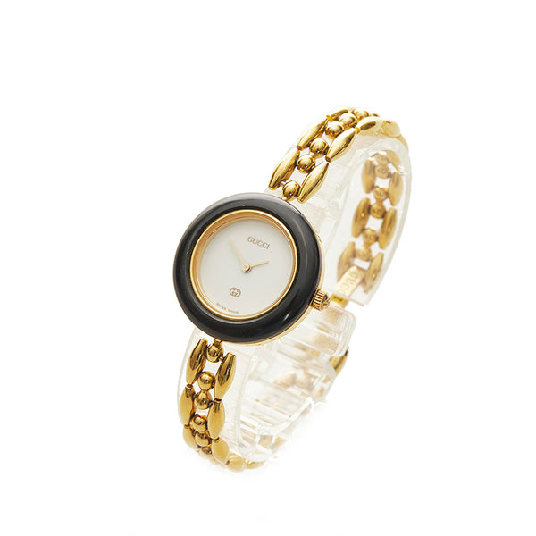 グッチ チェンジベゼル メッキ 腕時計 レディース GUCCI クオーツ ホワイト文字盤 【中古】