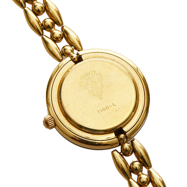 グッチ チェンジベゼル メッキ 腕時計 レディース GUCCI クオーツ ホワイト文字盤 【中古】