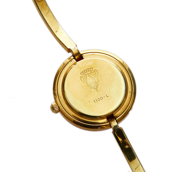 グッチ チェンジベゼル メッキ 腕時計 レディース GUCCI クオーツ ホワイト文字盤 【中古】