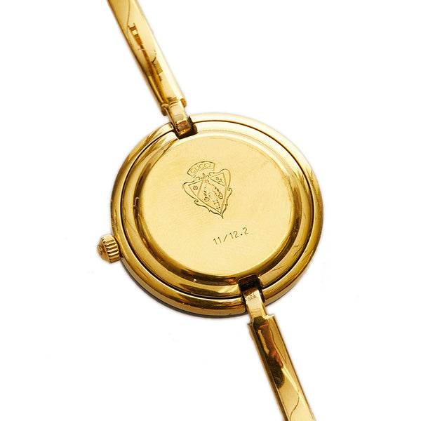 グッチ チェンジベゼル メッキ 腕時計 レディース GUCCI クオーツ ホワイト文字盤 【中古】