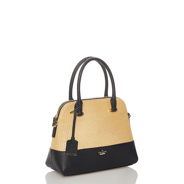 ケイトスペード アイボリー ブラック ストロー レザー ハンドバッグ ショルダーバッグ 2way レディース Kate Spade 【中古】