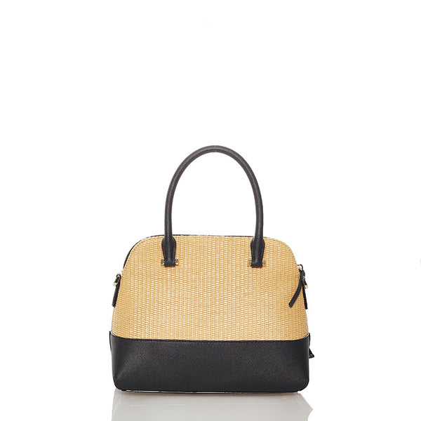 ケイトスペード アイボリー ブラック ストロー レザー ハンドバッグ ショルダーバッグ 2way レディース Kate Spade 【中古】