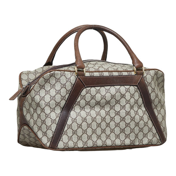 グッチ GGスプリーム ボストンバッグ トラベルバッグ 旅行用バッグ ベージュ ブラウン PVC レザー レディース GUCCI 【中古】