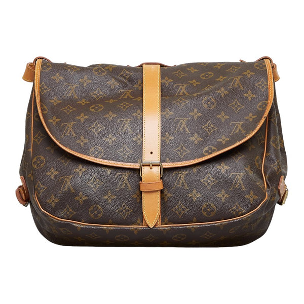 ルイ ヴィトン モノグラム ソミュール35 斜め掛け ショルダーバッグ M42254 ブラウン PVC レザー レディース LOUIS VUITTON 【中古】