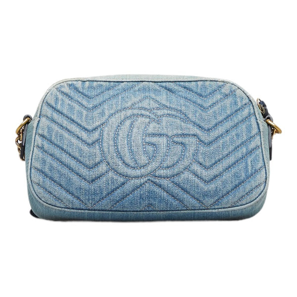 グッチ GGマーモント キルティング 斜め掛け ショルダーバッグ 447632 インディゴブルー  デニム レザー レディース GUCCI 【中古】