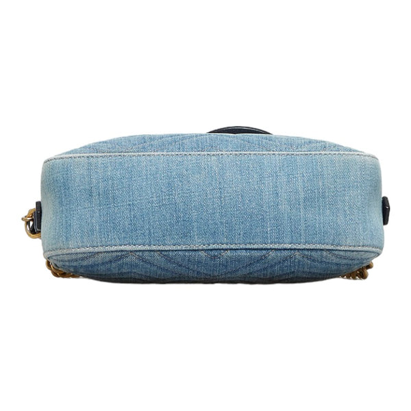 グッチ GGマーモント キルティング 斜め掛け ショルダーバッグ 447632 インディゴブルー  デニム レザー レディース GUCCI 【中古】