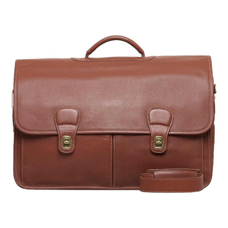 コーチ オーガナイザー ブリーフ ビジネスバッグ ブリーフケース ショルダーバッグ 0532 ブラウン レザー メンズ COACH 【中古】