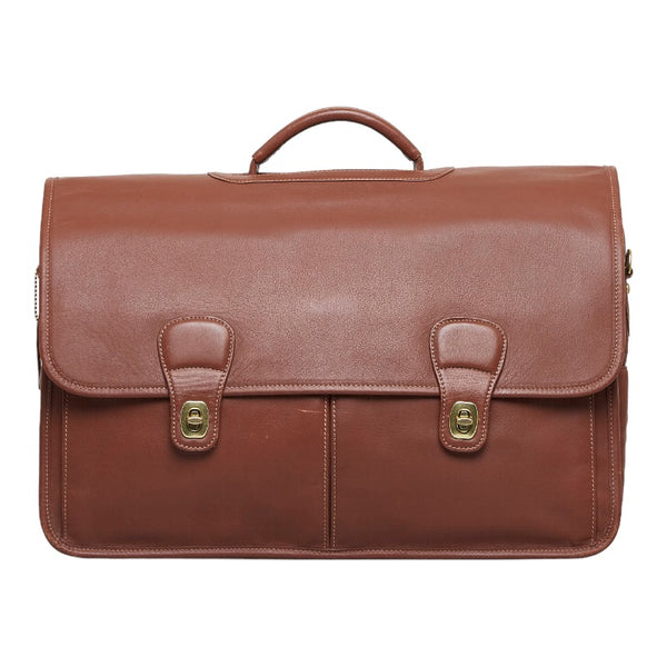 コーチ オーガナイザー ブリーフ ビジネスバッグ ブリーフケース ショルダーバッグ 0532 ブラウン レザー メンズ COACH 【中古】