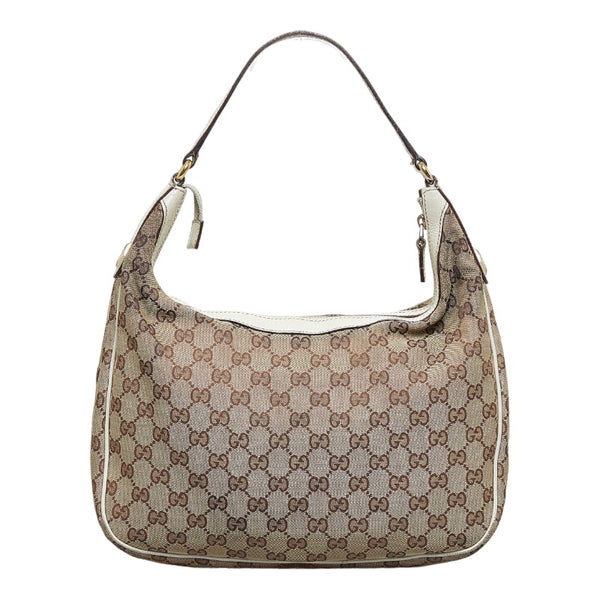 グッチ GGキャンバス ワンショルダーバッグ ハンドバッグ 153010 ブラウン ホワイト キャンバス レザー レディース GUCCI 【中古】