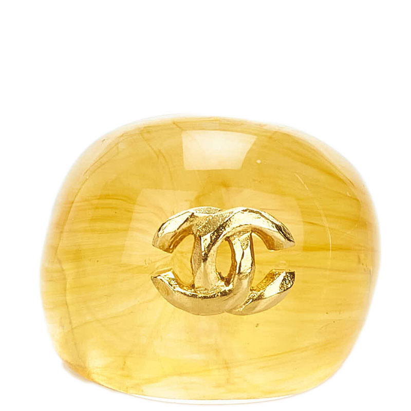 シャネル ココマーク リング 指輪 クリア ブラウン プラスチック レディース CHANEL 【中古】