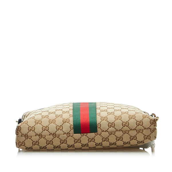 グッチ GGキャンバス シェリーライン 斜め掛け ショルダーバッグ  388926 ベージュ キャンバス レザー レディース GUCCI 【中古】