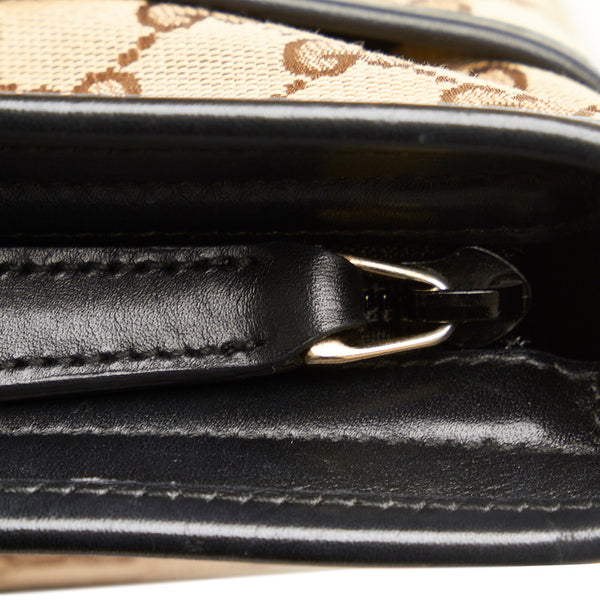 グッチ GGキャンバス シェリーライン 斜め掛け ショルダーバッグ  388926 ベージュ キャンバス レザー レディース GUCCI 【中古】