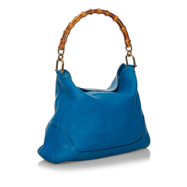 グッチ バンブー ハンドバッグ ショルダーバッグ 2WAY 282315 ブルー レザー レディース GUCCI 【中古】