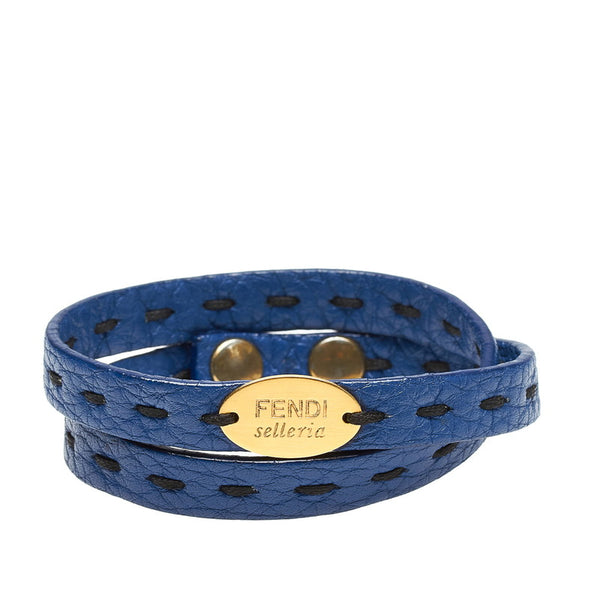 フェンディ ブルー レザー セレリア ブレスレット レディース FENDI 【中古】