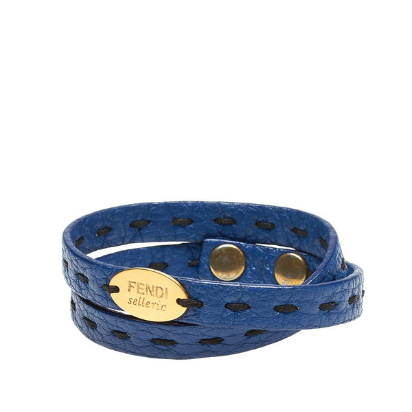 フェンディ ブルー レザー セレリア ブレスレット レディース FENDI 【中古】