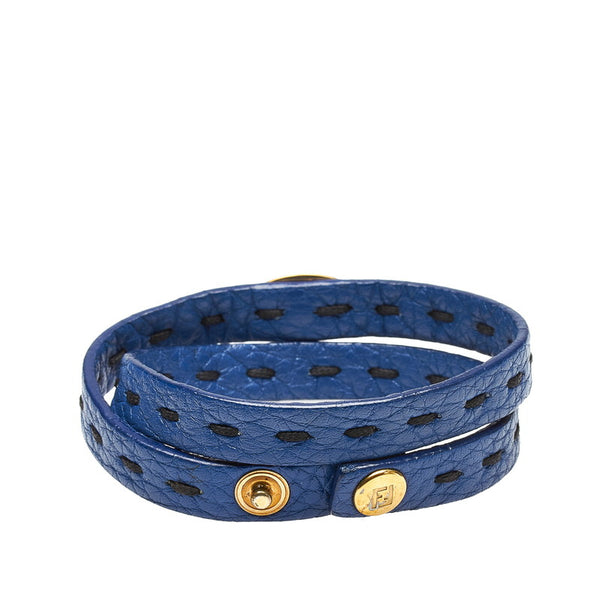 フェンディ ブルー レザー セレリア ブレスレット レディース FENDI 【中古】