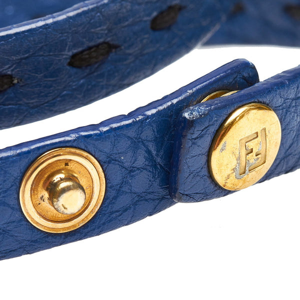 フェンディ ブルー レザー セレリア ブレスレット レディース FENDI 【中古】