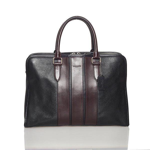コーチ ビジネスバッグ ショルダーバッグ 2WAY F72308 ブラック ワインレッド レザー メンズ COACH 【中古】
