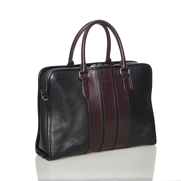 コーチ ビジネスバッグ ショルダーバッグ 2WAY F72308 ブラック ワインレッド レザー メンズ COACH 【中古】