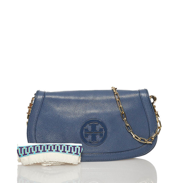 トリーバーチ エラ チェーン ショルダーバッグ ブルー レザー レディース Tory Burch 【中古】