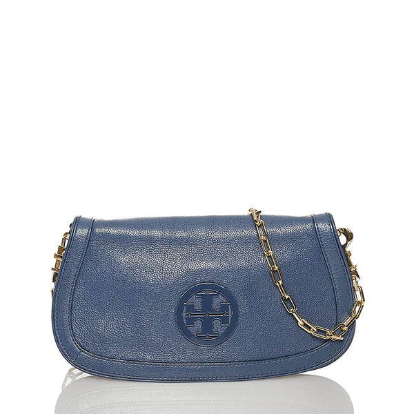 トリーバーチ エラ チェーン ショルダーバッグ ブルー レザー レディース Tory Burch 【中古】