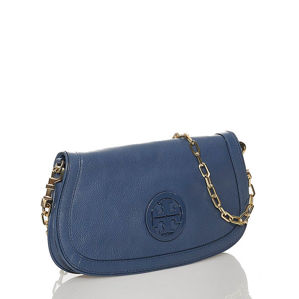 トリーバーチ エラ チェーン ショルダーバッグ ブルー レザー レディース Tory Burch 【中古】