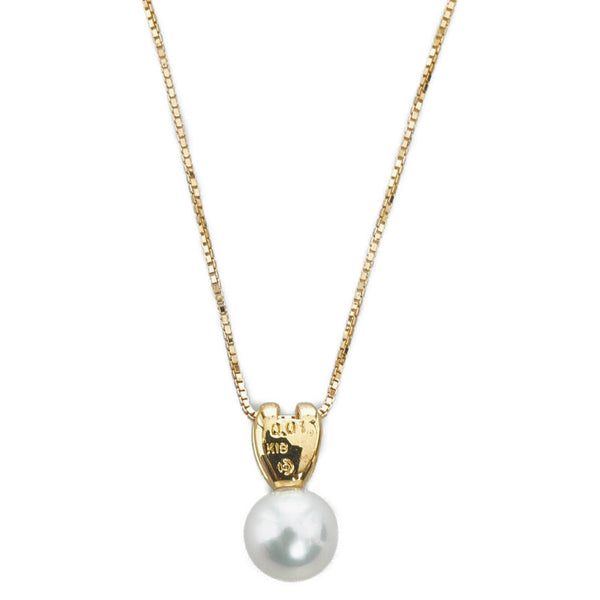 タサキ K18YG イエローゴールド アコヤパール7.3mm ダイヤ0.01ct ネックレス レディース TASAKI 【中古】