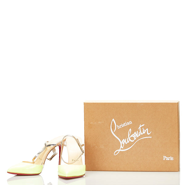 クリスチャンルブタン ハイヒール ポインテッドトゥ ピンヒール イエロー ピンク パテントレザー レディース Christian Louboutin 【中古】