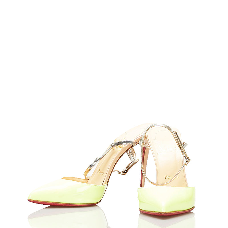 クリスチャンルブタン ハイヒール ポインテッドトゥ ピンヒール イエロー ピンク パテントレザー レディース Christian Louboutin 【中古】