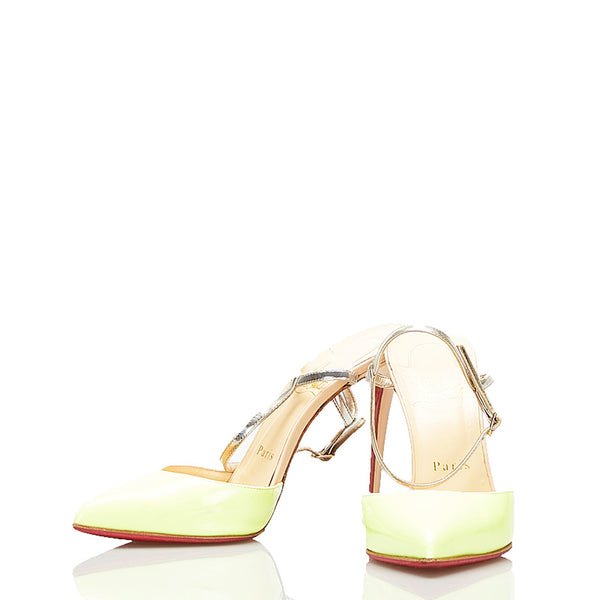 クリスチャンルブタン ハイヒール ポインテッドトゥ ピンヒール イエロー ピンク パテントレザー レディース Christian Louboutin 【中古】