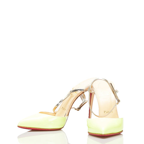 クリスチャンルブタン ハイヒール ポインテッドトゥ ピンヒール イエロー ピンク パテントレザー レディース Christian Louboutin 【中古】