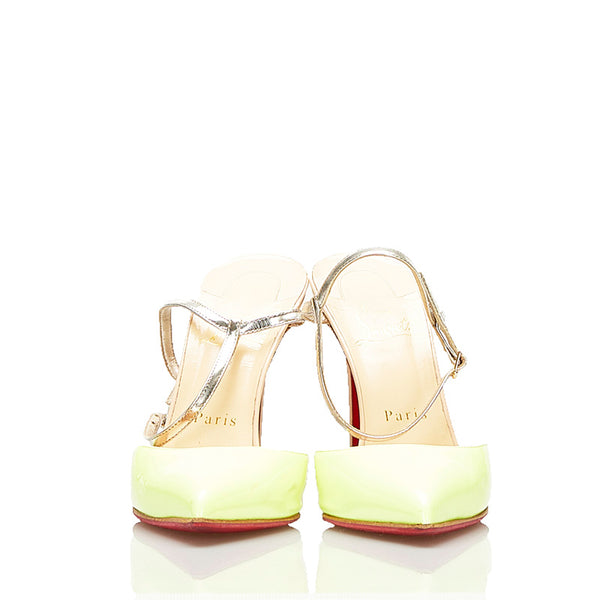 クリスチャンルブタン ハイヒール ポインテッドトゥ ピンヒール イエロー ピンク パテントレザー レディース Christian Louboutin 【中古】