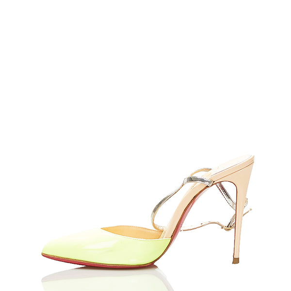 クリスチャンルブタン ハイヒール ポインテッドトゥ ピンヒール イエロー ピンク パテントレザー レディース Christian Louboutin 【中古】