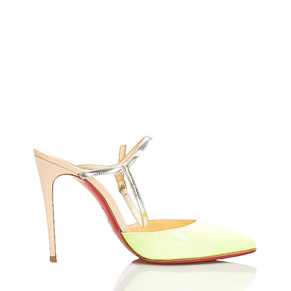 クリスチャンルブタン ハイヒール ポインテッドトゥ ピンヒール イエロー ピンク パテントレザー レディース Christian Louboutin 【中古】