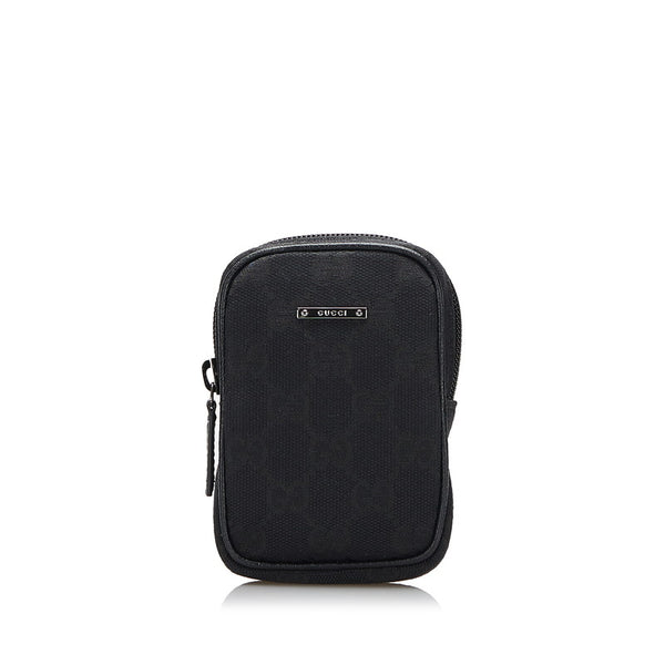 グッチ GGキャンバス シガレットケース ポーチ 115249 ブラック キャンバス レザー レディース GUCCI 【中古】