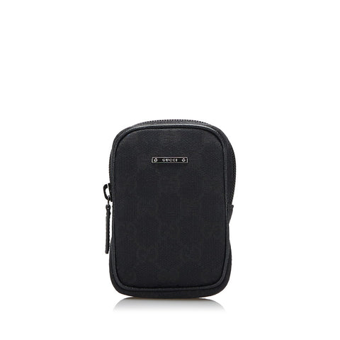 グッチ GGキャンバス シガレットケース ポーチ 115249 ブラック キャンバス レザー レディース GUCCI 【中古】