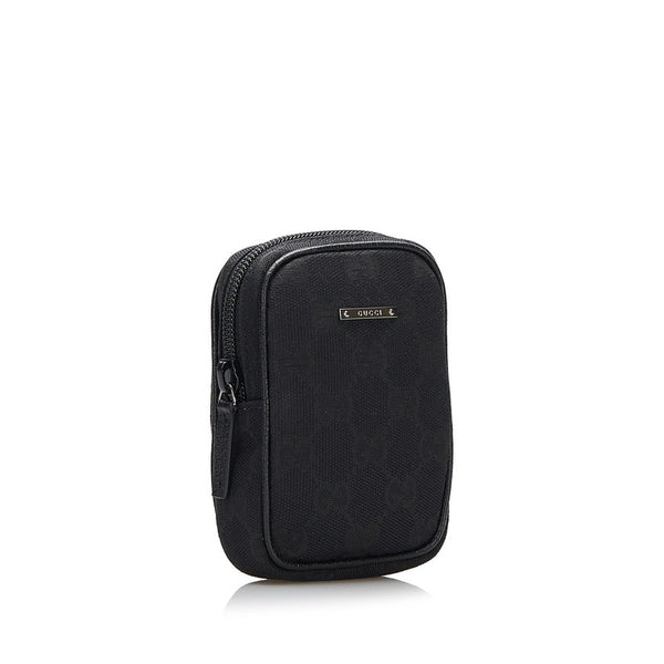 グッチ GGキャンバス シガレットケース ポーチ 115249 ブラック キャンバス レザー レディース GUCCI 【中古】