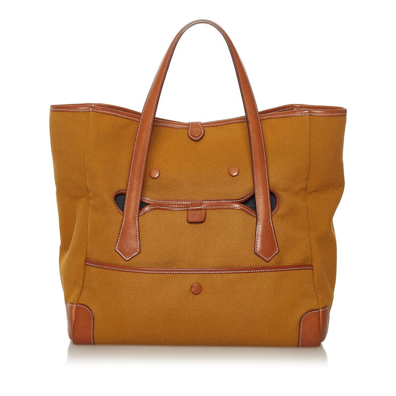 エルメス パスパス 35 ショルダーバッグ トートバッグ 2WAY マスタード キャンバス レザー レディース HERMES 【中古】