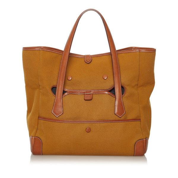 エルメス パスパス 35 ショルダーバッグ トートバッグ 2WAY マスタード キャンバス レザー レディース HERMES 【中古】