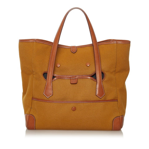 エルメス パスパス 35 ショルダーバッグ トートバッグ 2WAY マスタード キャンバス レザー レディース HERMES 【中古】