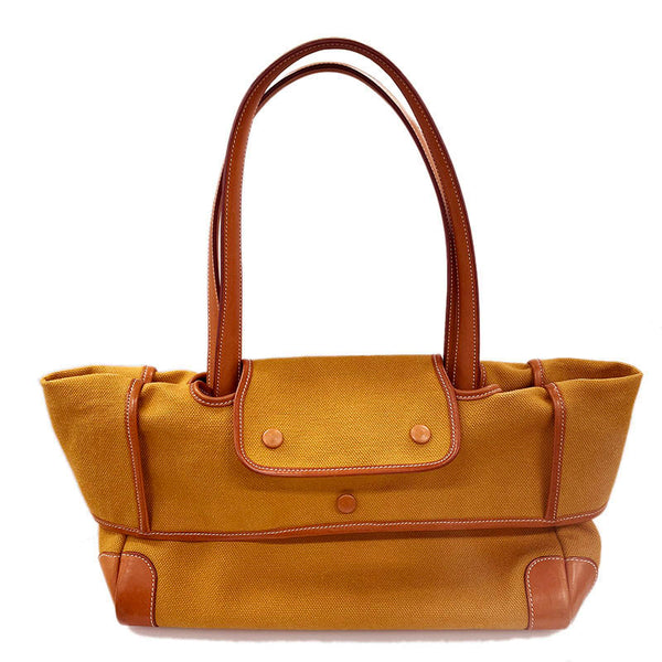 エルメス パスパス 35 ショルダーバッグ トートバッグ 2WAY マスタード キャンバス レザー レディース HERMES 【中古】