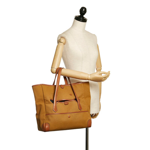 エルメス パスパス 35 ショルダーバッグ トートバッグ 2WAY マスタード キャンバス レザー レディース HERMES 【中古】