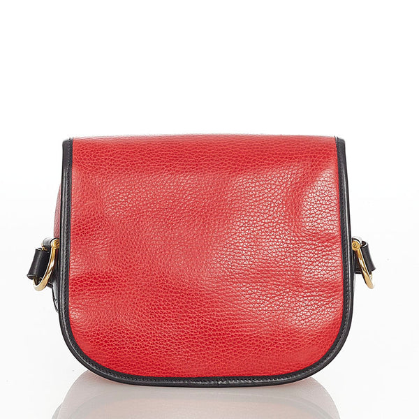 セリーヌ レッド ブラック レザー ショルダーバッグ レディース CELINE 【中古】