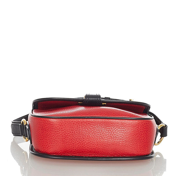 セリーヌ レッド ブラック レザー ショルダーバッグ レディース CELINE 【中古】