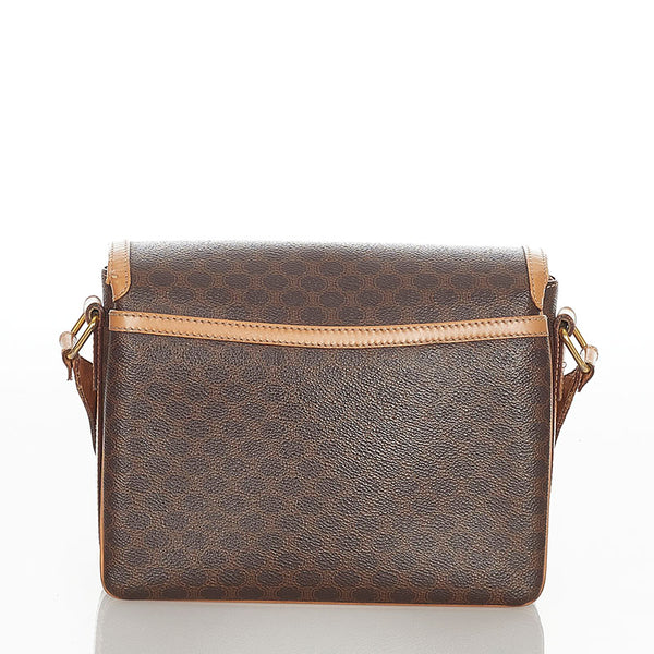セリーヌ マカダム ブラウン PVC レザー ショルダーバッグ レディース CELINE 【中古】