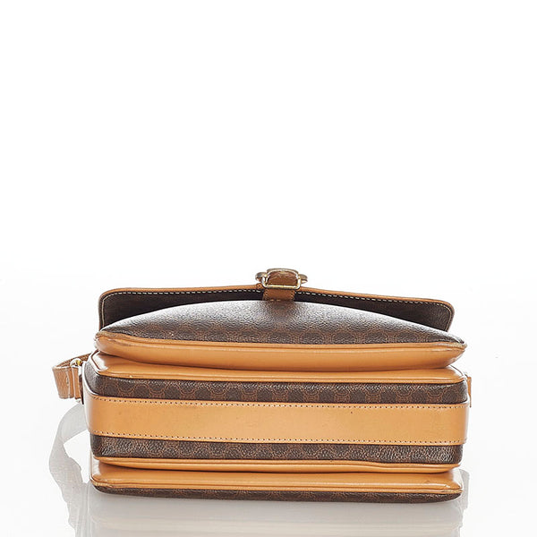 セリーヌ マカダム ブラウン PVC レザー ショルダーバッグ レディース CELINE 【中古】